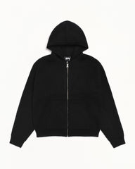 WAFFLE CASHMERE ZIP HOOD SWEATER