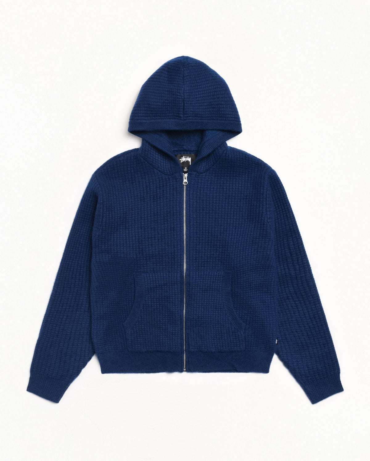 WAFFLE CASHMERE ZIP HOOD SWEATER